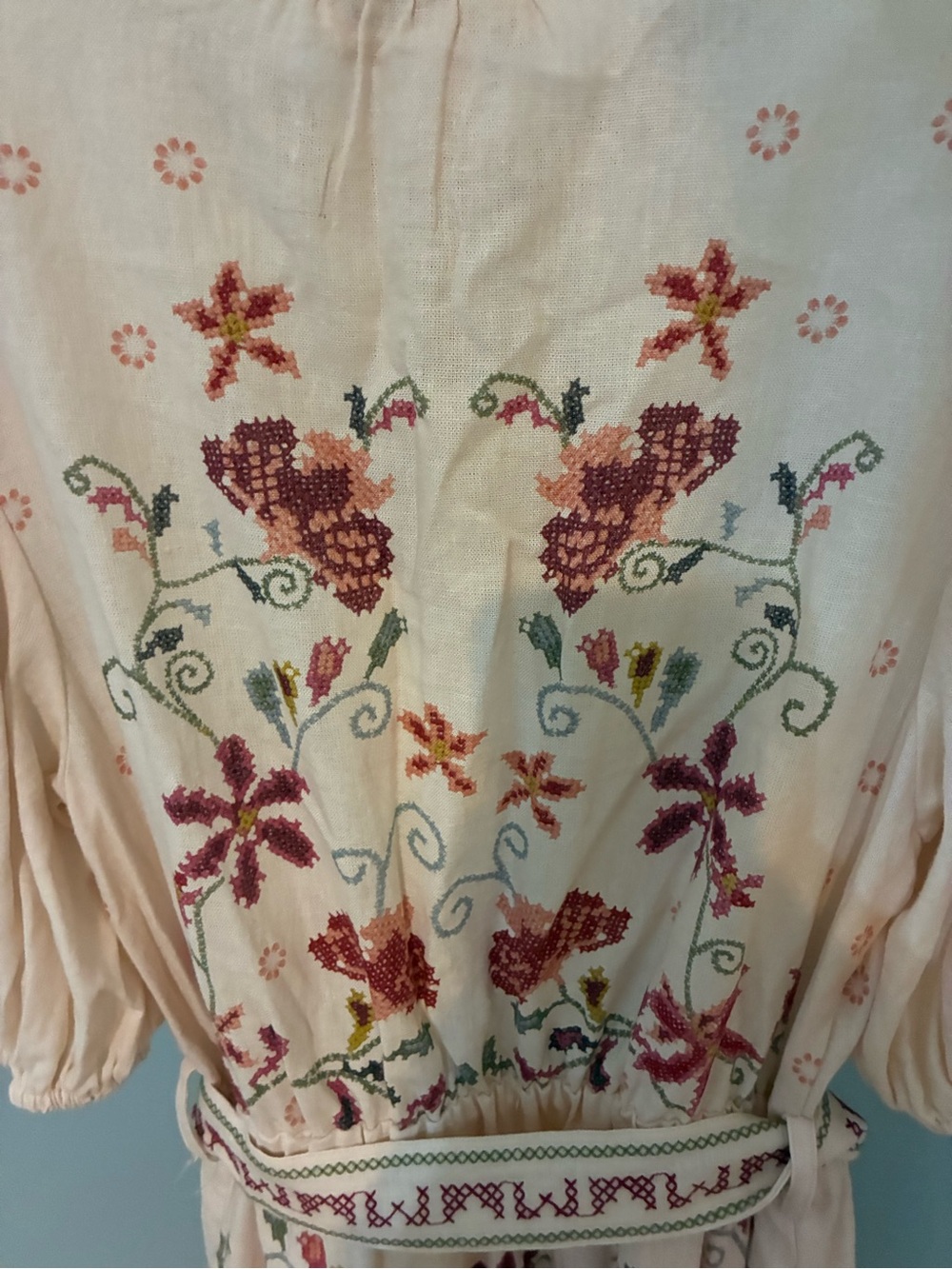 Caroline Constas Cream Mini Dress with Multicolor Floral Embroidery - Picture 7 of 9